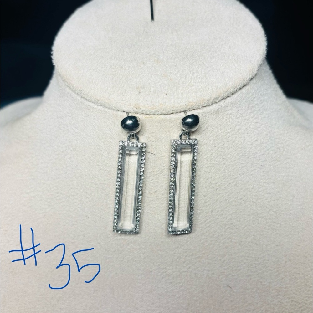 WHBM Elegant Silver Rectangular Drop Earrings